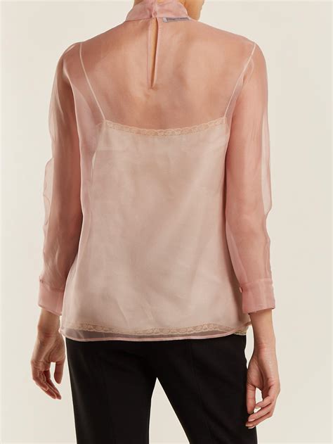 prada pink blouse|prada nylon ruffled top.